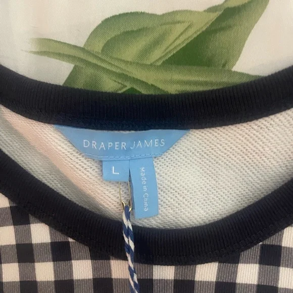 Draper James Navy and White Gingham Crewneck Sweater - Picture 2 of 5